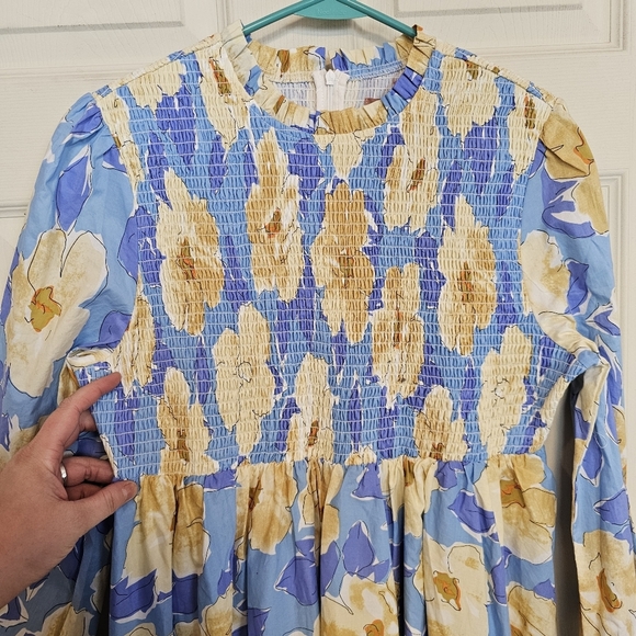 JessaKae Fallen Willow Floral Smocked Midi Cottagecore Peasent Long Sleeve Dress - Picture 9 of 12